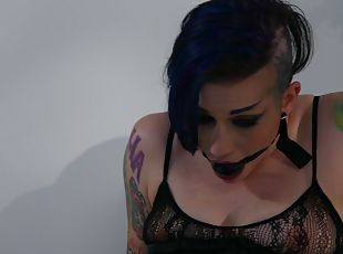 Tattooed pornstar in a pantyhose could not believe the stiff rod is working against her rectum