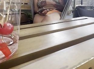 Wife flashes titties at the hotel pool.