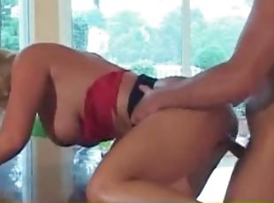 Bent over mommy gets her cunt worked over