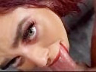POV: Sexy Redhead get Throatfucked with Cum in Mouth