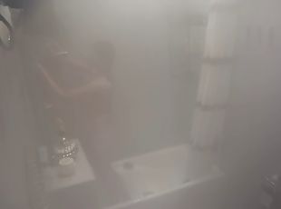 Video of my girl naked in the bathroom enjoying a nice shower