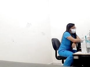 nurse conducts interview in her office and then gives intense blowjob to stranger