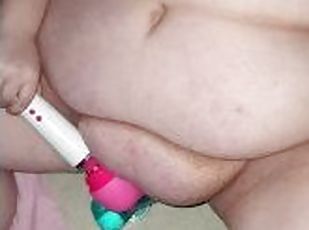Huge fupa bounces while ssbbw fucked her fat pussy with dildo