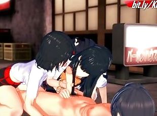 Ryuko & Satsuki dress up as gyarus for a kinky threesome
