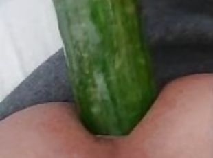 tanned teen transgender girl[@Mia-Emilia]loves to fuck herself with big cucumber