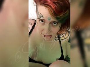 POV blowjob from busty goth slut leads to raw quickie